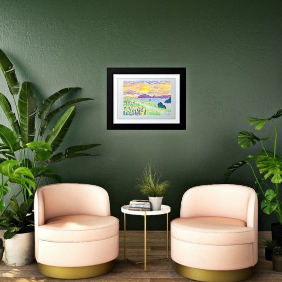 California Wall Art Beach ORIGINAL Painting Waterc - Picture 7 of 11